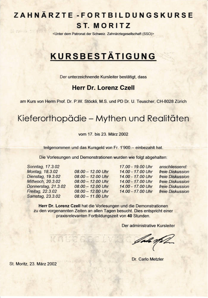 2002 03 17 23 Kieferorthopaedie Mythen und Realitäten Stoeckli U Teuscher