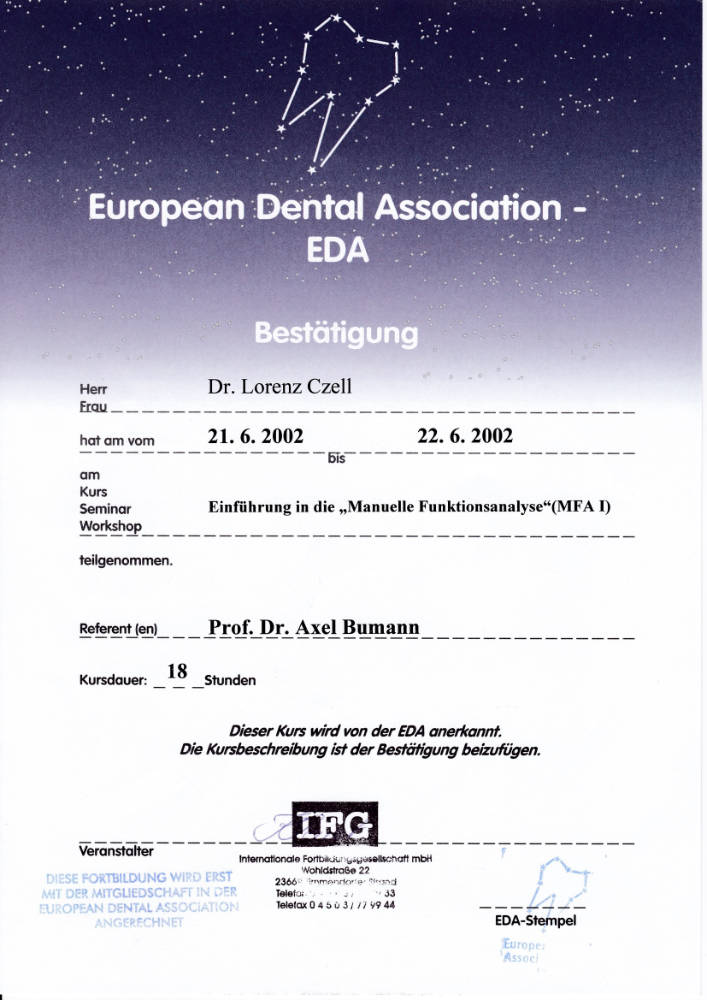 2002 06 21 22 Einführung in die manuelle Funktionsanalyse LC Axel Bumann