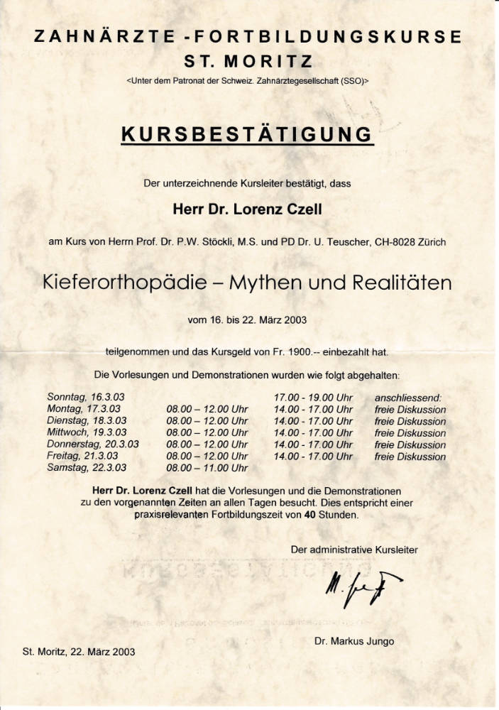 2003 03 16 22 Kieferorthopaedie Mythen und Realitaeten Stoeckli LC