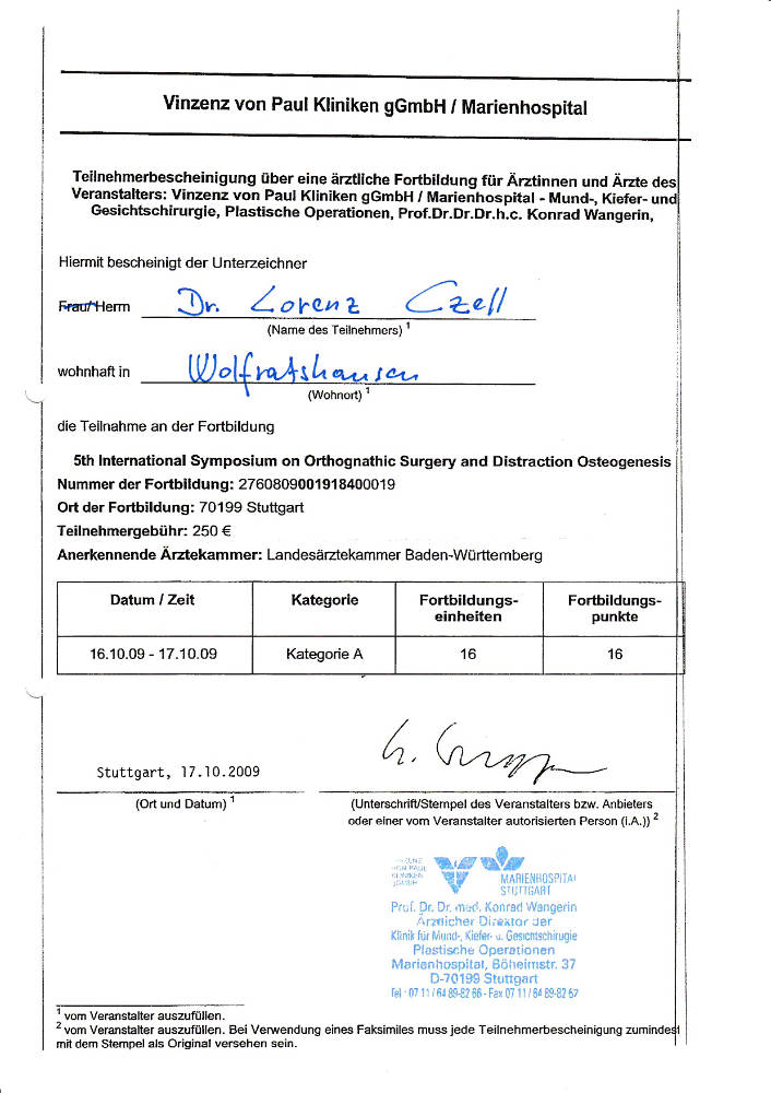2009 10 16 17 5th International Symposium on Orthognatis Surgery and Distraction Osteogenesis Marienhospital LC