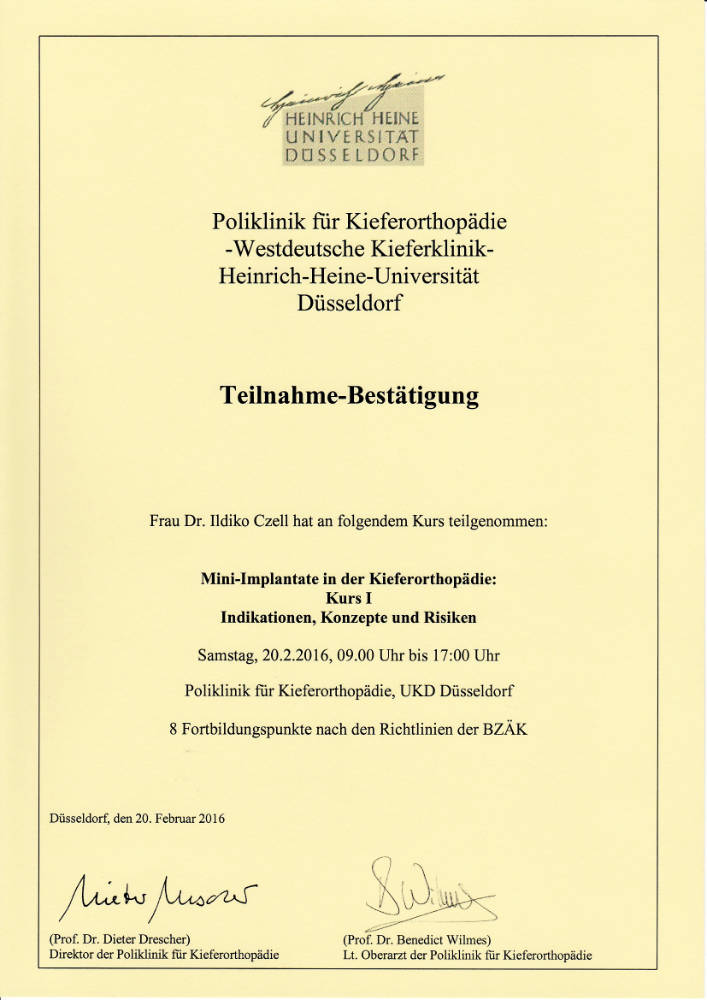 2016 02 20  IC Mini Implantate in der Kieferorthopädie Kurs I D Drescher B Wilmes