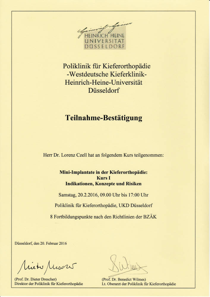 2016 02 20  LC Mini Implantate in der Kieferorthopädie Kurs I D Drescher B Wilmes