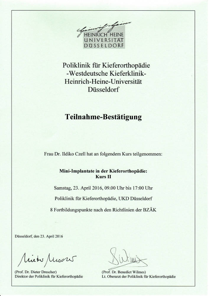 2016 04 23 IC Mini Implantate in der Kieferorthopädie Kurs II D Drescher B Wilmes