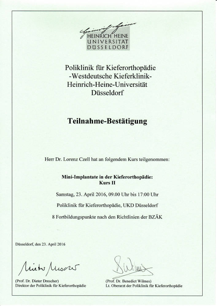 2016 04 23 LC Mini Implantate in der Kieferorthopädie Kurs II D Drescher B Wilmes