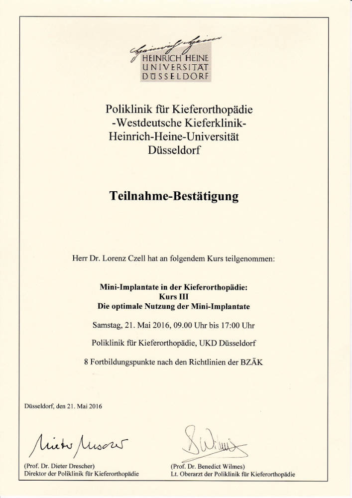 2016 05 21 LC Mini Implantate in der Kieferorthopädie Kurs III D Drescher B Wilmes