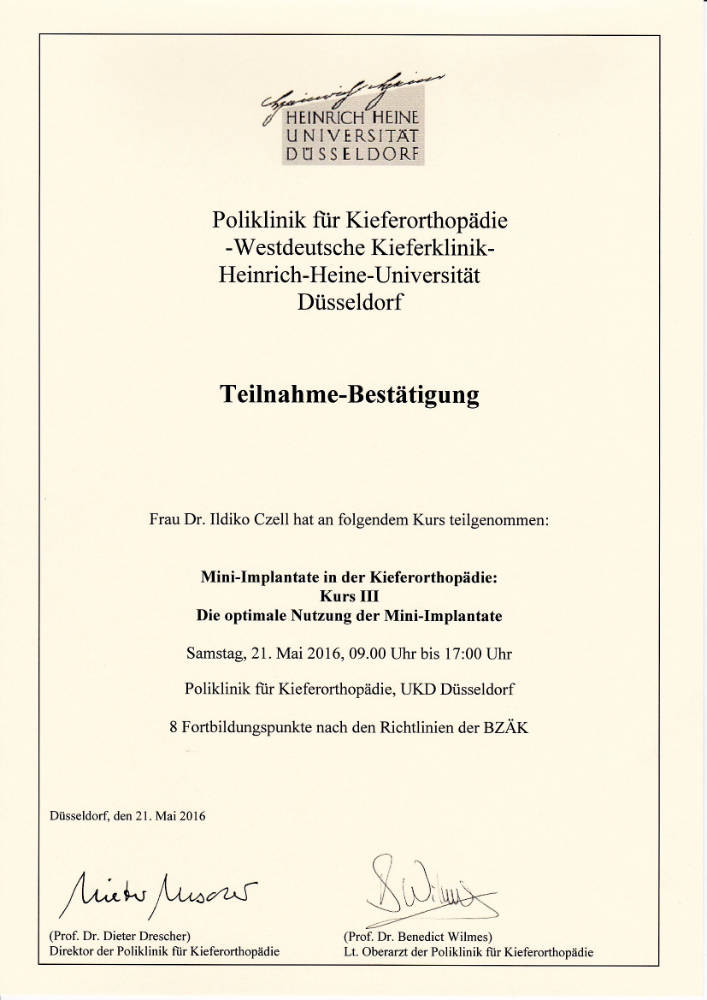 2016 05 21  IC Mini Implantate in der Kieferorthopädie Kurs III D Drescher B Wilmes