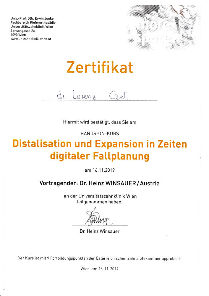 2019 11 16  LC Distalisation und Expansion in Zeiten digitaler Fallplanung Wien H Winsauer