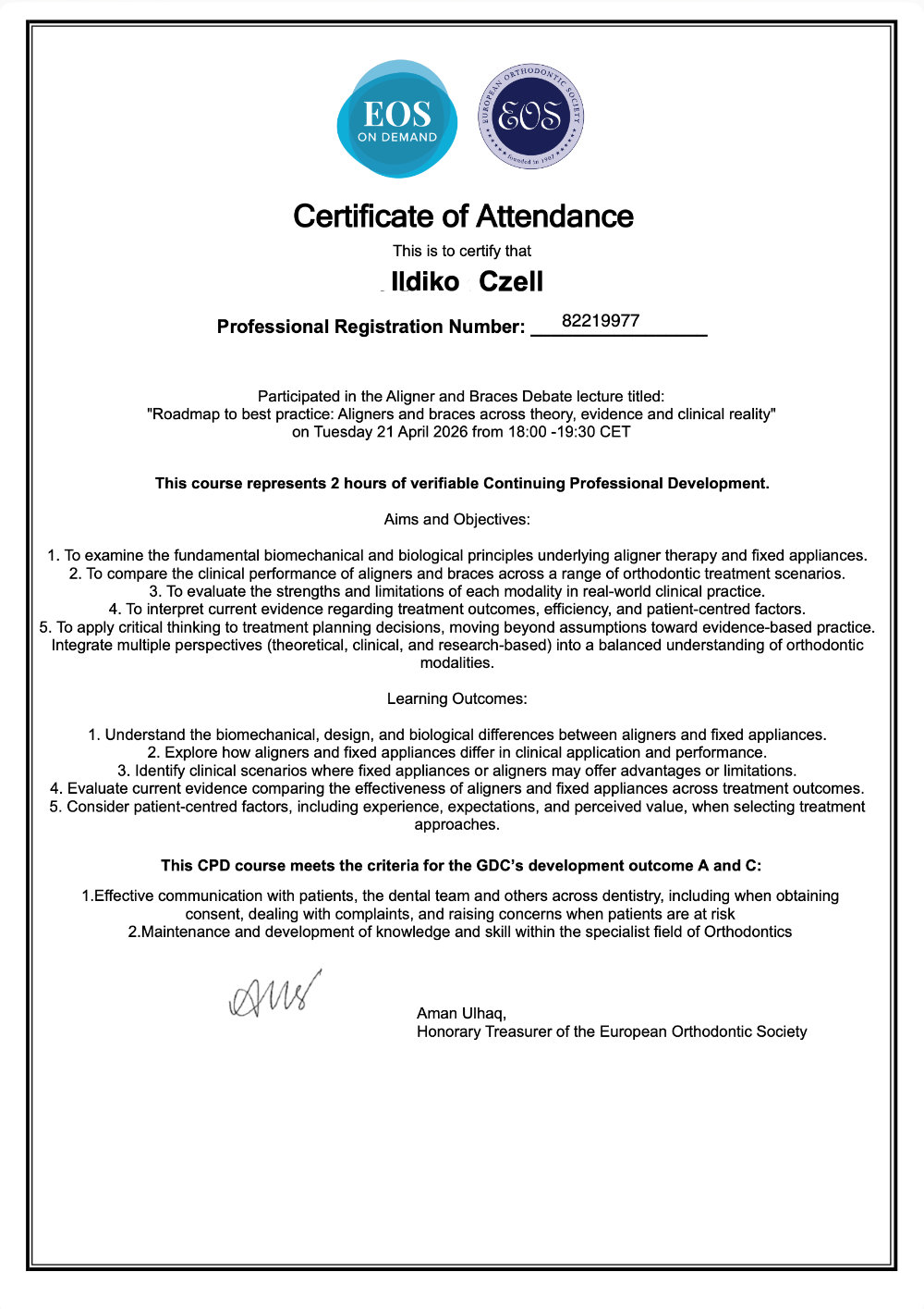 20260421-EOS2026-Ildiko-Aligner-VS-Braces-Debate-CPD-Certificate
