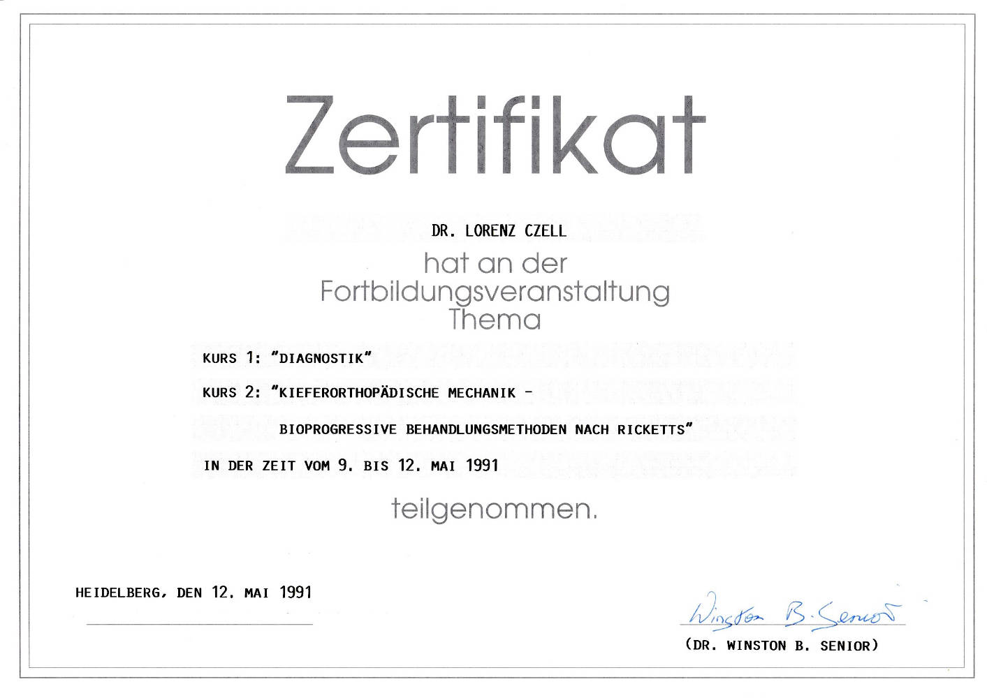 1991 05 9 12 Diagnostik Kieferorthopaedische Mechanik Bioprogressive Therapie nach Ricketts  Winston