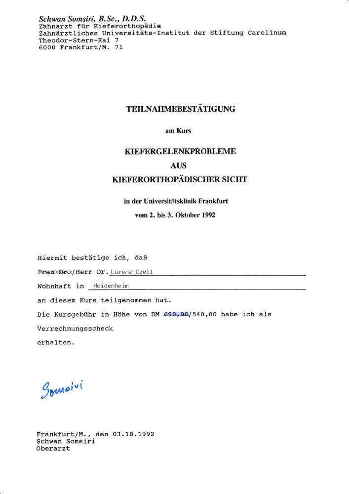 1992 10 02 03 Kiefergelenkprobleme S Somsiri