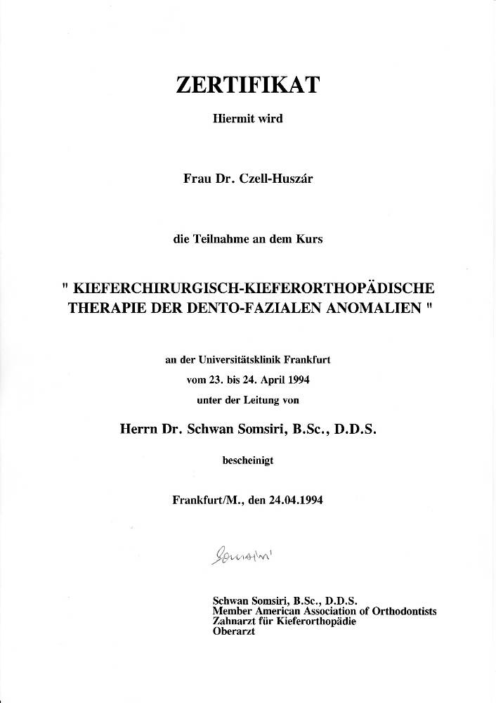 1994 04 23 24 Kieferchirurgisch Kieferorthopaedische Therapie Somsiri IC
