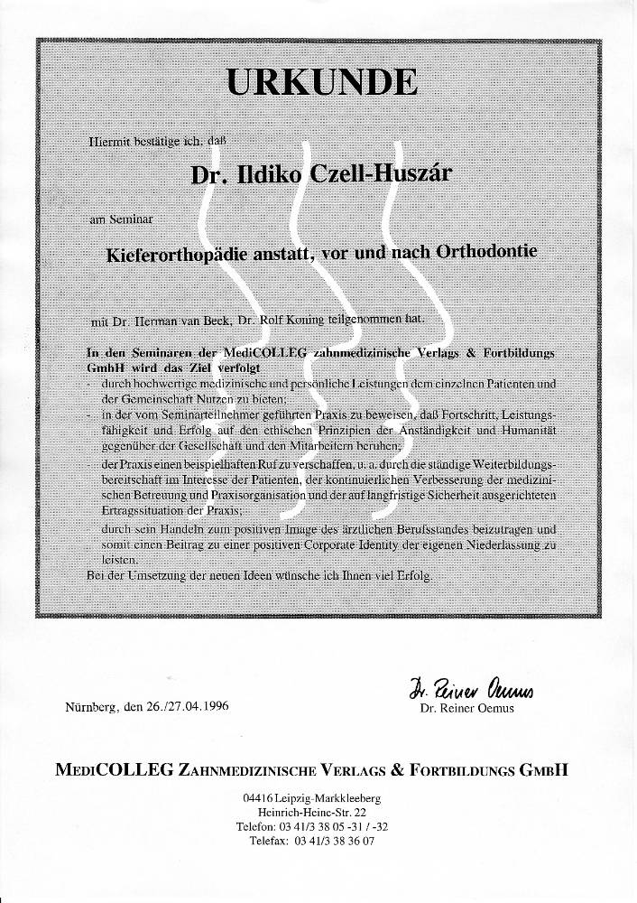 1996 04 26 27 Kieferorthopaedie und Orthodontie Van Beek IC
