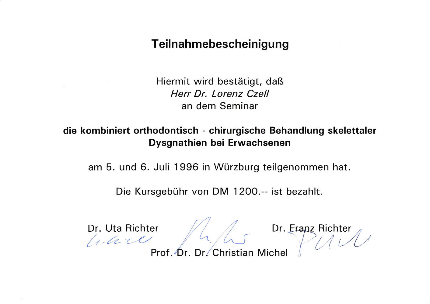 1996 07 05 06 Dysgnathiebehandlung U und F Richter