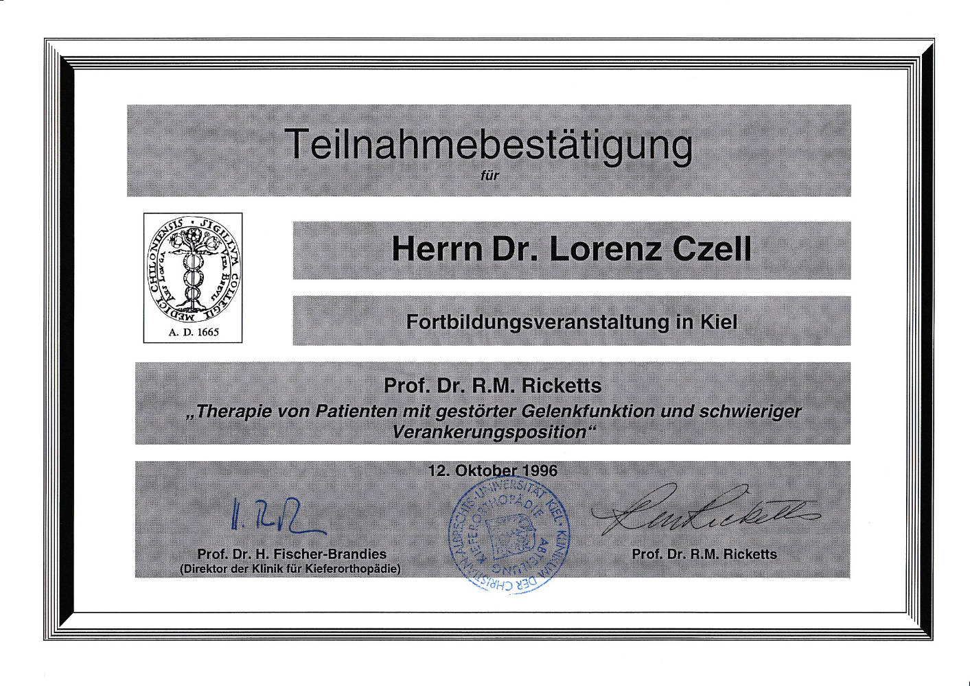 1996 10 12 Gestoerte Gelenkfunktion R Ricketts