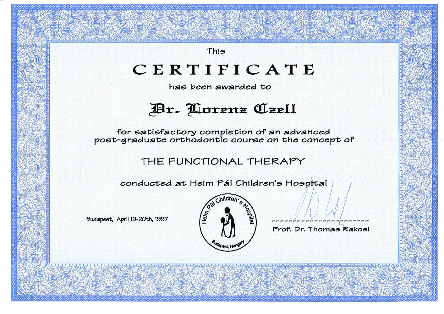 1997 04 19 20  Functional Therapy T Rakosi