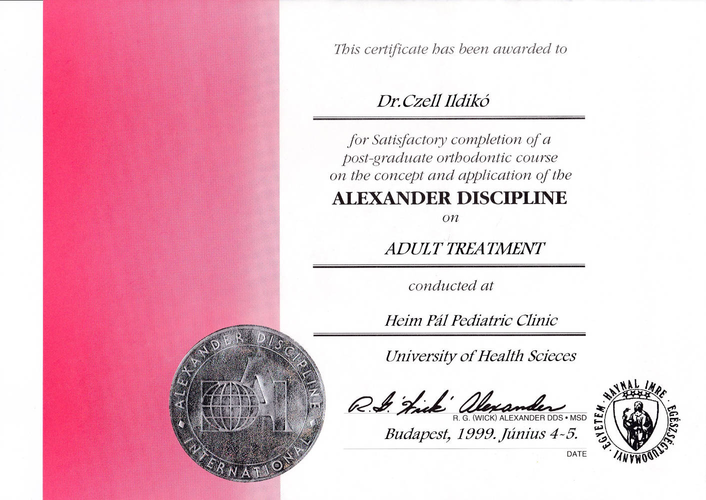 1999 06 4 5 Alexander Discipline on Adult Treatment IC