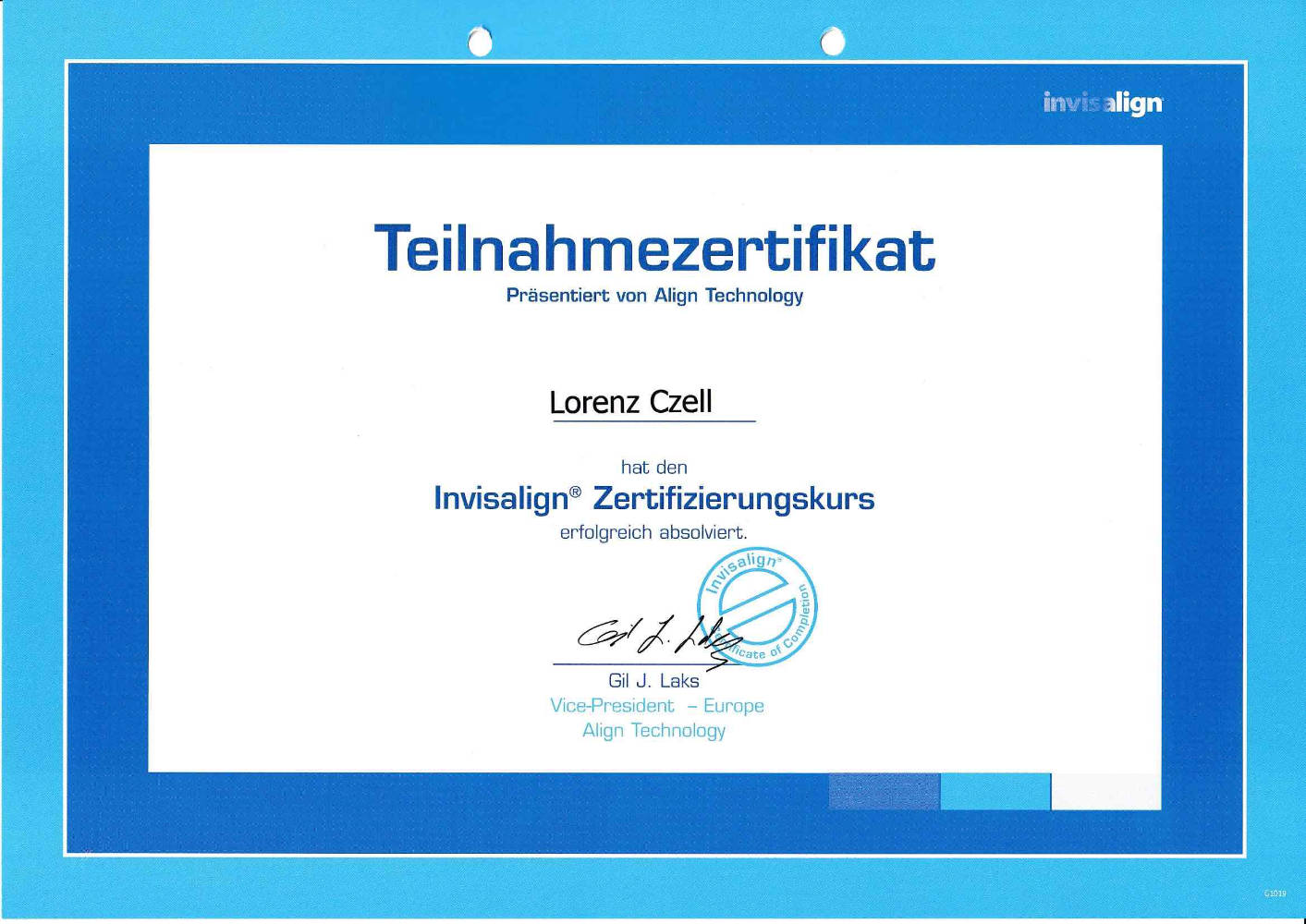 2016-04-Invisalign Zertifizierung LC
